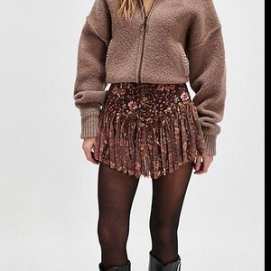 Free People One Blossom Mini Skort in Brown